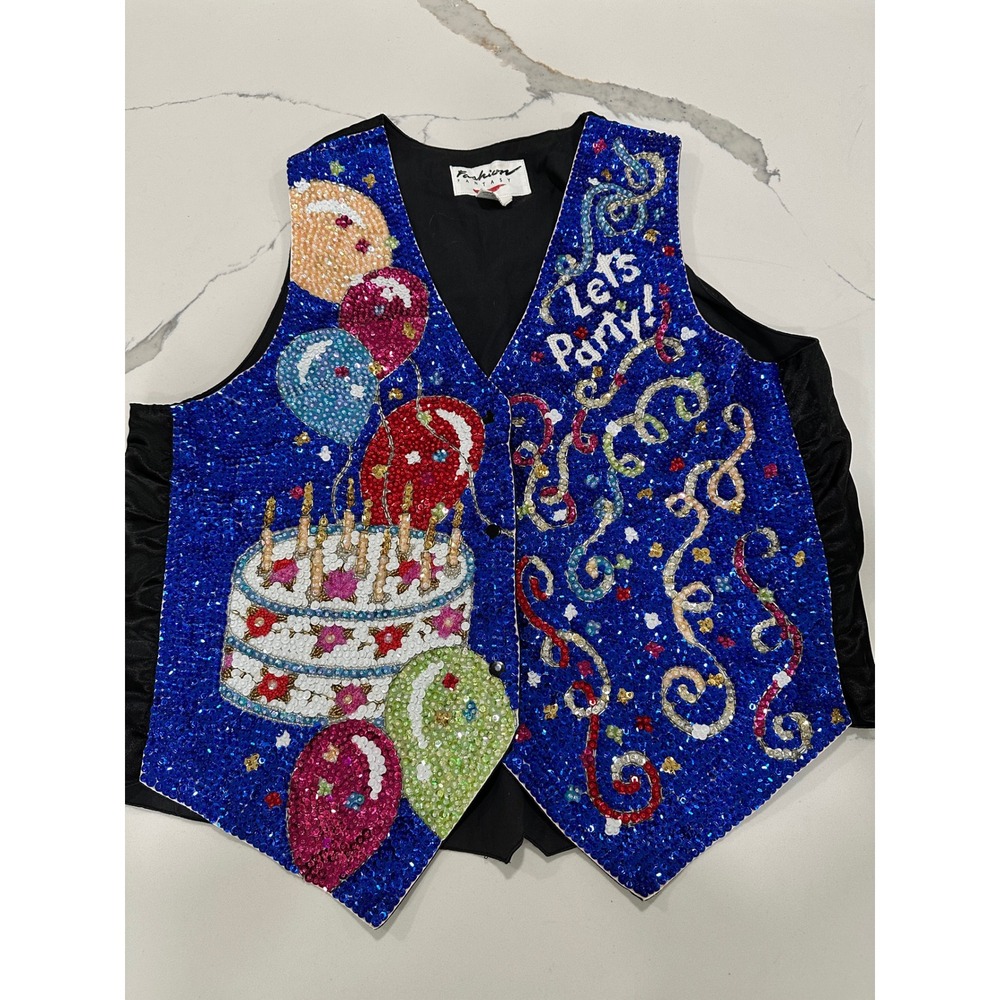Fashion Fantasy Sequin Vest Birthday Party Cake Balloons Embellished 3x
